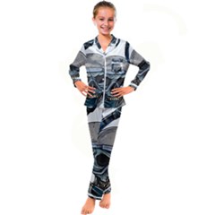 Skull-underwater-diving-skeleton-diving-head Kid s Satin Long Sleeve Pajamas Set