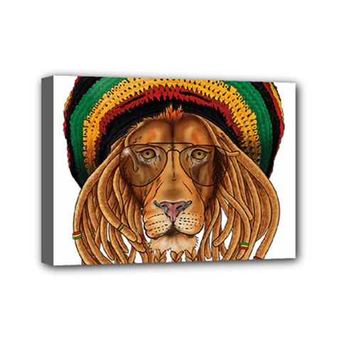 Lion Rastafari Mini Canvas 7  X 5  (stretched)