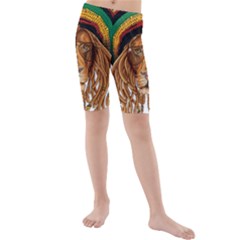 Lion Rastafari Kids  Mid Length Swim Shorts