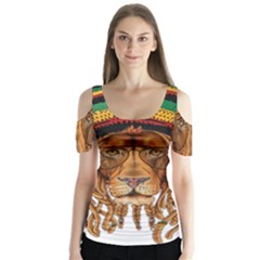 Lion Rastafari Butterfly Sleeve Cutout Tee 