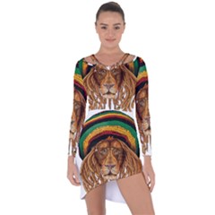 Lion Rastafari Asymmetric Cut-out Shift Dress by Jancukart