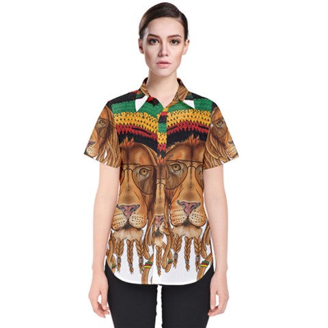 Lion Rastafari Women s Short Sleeve Shirt by Jancukart