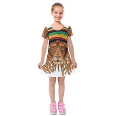 Lion Rastafari Kids  Short Sleeve Velvet Dress