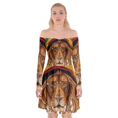 Lion Rastafari Off Shoulder Skater Dress by Jancukart