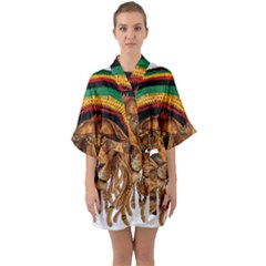 Lion Rastafari Half Sleeve Satin Kimono 