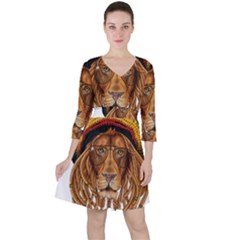 Lion Rastafari Quarter Sleeve Ruffle Waist Dress