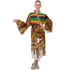 Lion Rastafari Maxi Velour Kimono