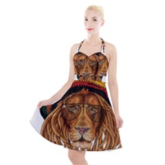 Lion Rastafari Halter Party Swing Dress 