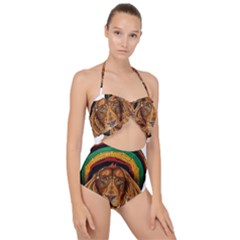 Lion Rastafari Scallop Top Cut Out Swimsuit