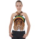 Lion Rastafari Cross Neck Velour Top View1