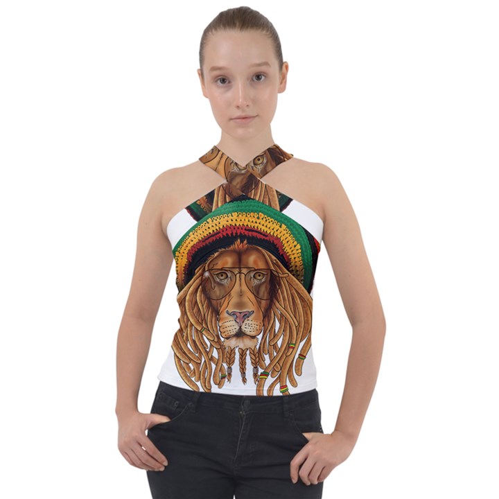 Lion Rastafari Cross Neck Velour Top