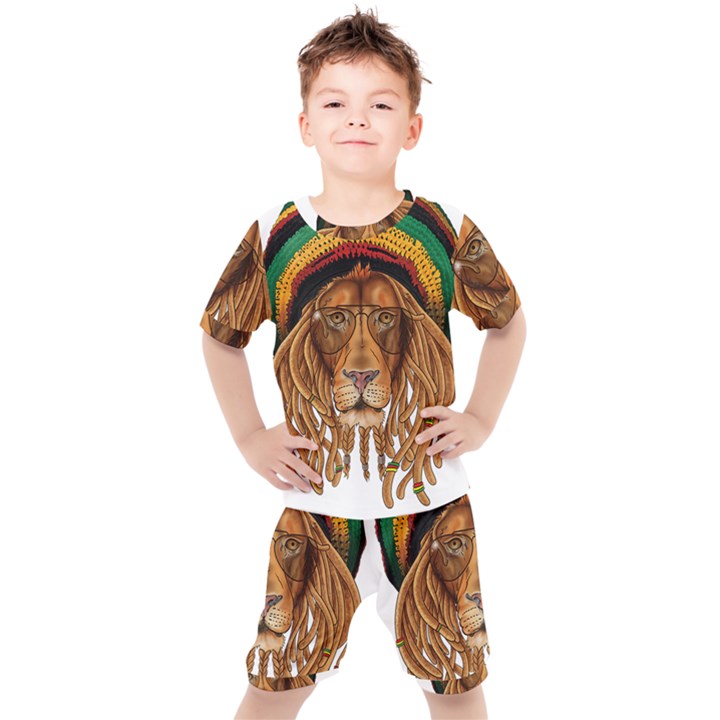 Lion Rastafari Kids  Tee and Shorts Set