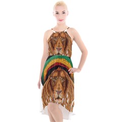 Lion Rastafari High-low Halter Chiffon Dress 