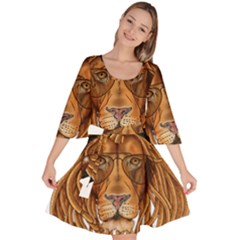 Lion Rastafari Velour Kimono Dress