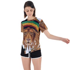 Lion Rastafari Asymmetrical Short Sleeve Sports Tee by Jancukart