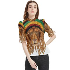 Lion Rastafari Frill Neck Blouse