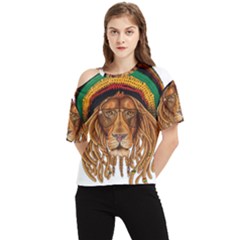 Lion Rastafari One Shoulder Cut Out Tee by Jancukart