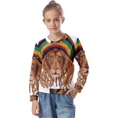 Lion Rastafari Kids  Long Sleeve Tee With Frill 