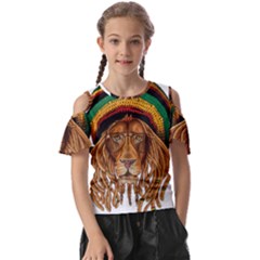 Lion Rastafari Kids  Butterfly Cutout Tee by Jancukart