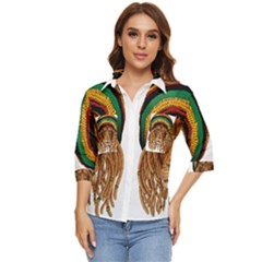 Lion Rastafari Women s Quarter Sleeve Pocket Shirt