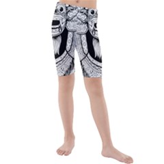 Balinese-art Barong-drawing-bali Kids  Mid Length Swim Shorts