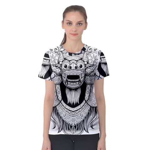 Balinese-art Barong-drawing-bali Women s Sport Mesh Tee by Jancukart