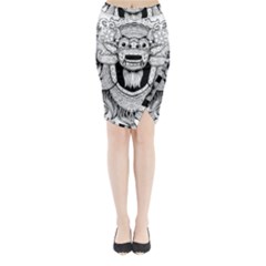 Balinese-art Barong-drawing-bali Midi Wrap Pencil Skirt