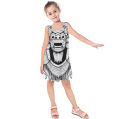 Balinese-art Barong-drawing-bali Kids  Sleeveless Dress