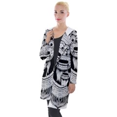 Balinese-art Barong-drawing-bali Hooded Pocket Cardigan