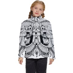 Balinese-art Barong-drawing-bali Kids  Puffer Bubble Jacket Coat