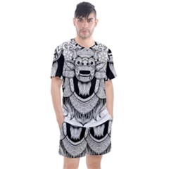 Balinese-art Barong-drawing-bali Men s Mesh Tee And Shorts Set