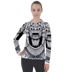 Balinese-art Barong-drawing-bali Women s Pique Long Sleeve Tee