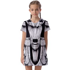 Balinese-art Barong-drawing-bali Kids  Asymmetric Collar Dress