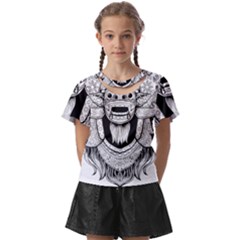 Balinese-art Barong-drawing-bali Kids  Front Cut Tee