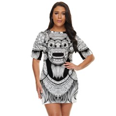 Balinese-art Barong-drawing-bali Just Threw It On Dress by Jancukart