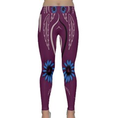 Folk Flowers Print Floral Pattern Ethnic Art Classic Yoga Leggings by Eskimos