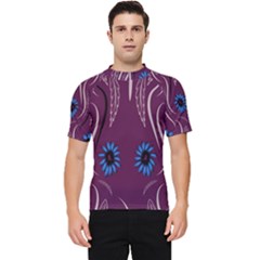 Folk Flowers Print Floral Pattern Ethnic Art Men s Short Sleeve Rash Guard by Eskimos