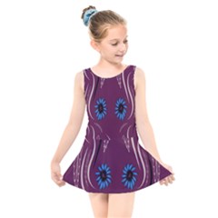 Folk Flowers Print Floral Pattern Ethnic Art Kids  Skater Dress Swimsuit by Eskimos