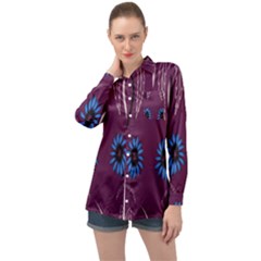 Folk Flowers Print Floral Pattern Ethnic Art Long Sleeve Satin Shirt