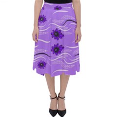 Folk Flowers Print Floral Pattern Ethnic Art Classic Midi Skirt by Eskimos