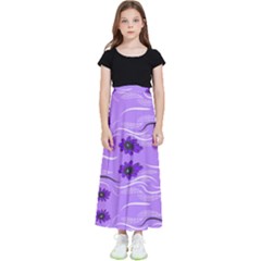 Folk Flowers Print Floral Pattern Ethnic Art Kids  Flared Maxi Skirt by Eskimos