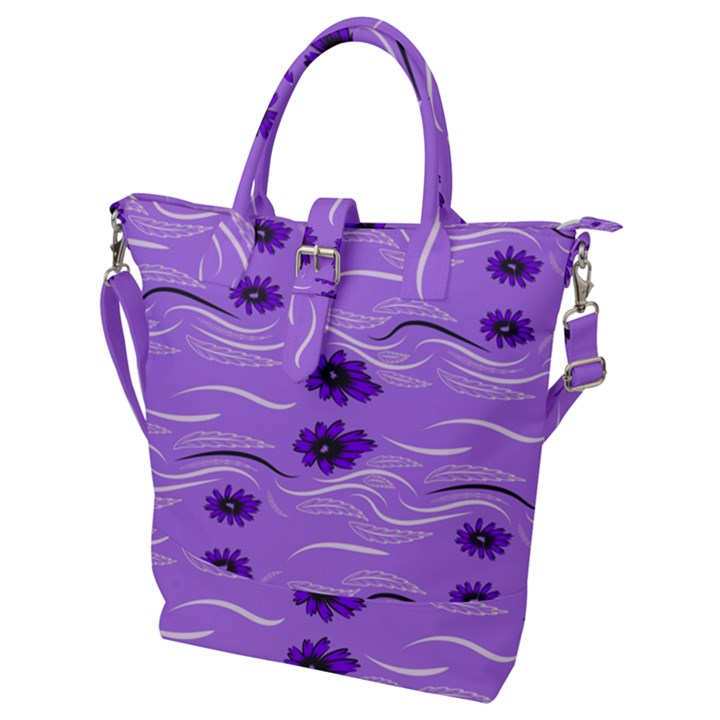 Folk flowers print Floral pattern Ethnic art Buckle Top Tote Bag