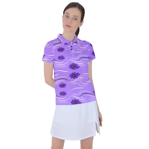 Folk Flowers Print Floral Pattern Ethnic Art Women s Polo Tee by Eskimos