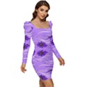 Folk flowers print Floral pattern Ethnic art Women Long Sleeve Ruched Stretch Jersey Dress View2