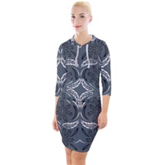 Folk Flowers Print Floral Pattern Ethnic Art Quarter Sleeve Hood Bodycon Dress by Eskimos