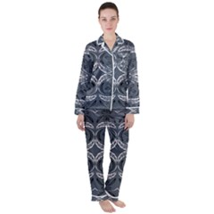 Folk Flowers Print Floral Pattern Ethnic Art Satin Long Sleeve Pajamas Set by Eskimos