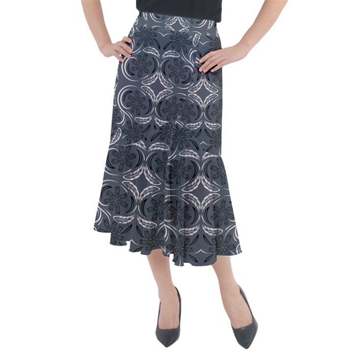 Folk flowers print Floral pattern Ethnic art Midi Mermaid Skirt