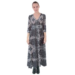 Folk Flowers Print Floral Pattern Ethnic Art Button Up Maxi Dress by Eskimos