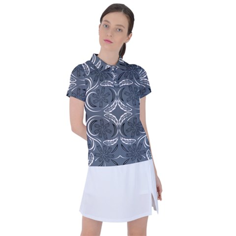 Folk Flowers Print Floral Pattern Ethnic Art Women s Polo Tee by Eskimos