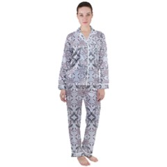 Folk Flowers Print Floral Pattern Ethnic Art Satin Long Sleeve Pajamas Set by Eskimos